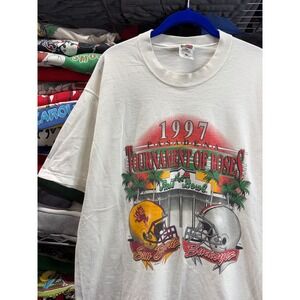 Vintage 1997 Rose Bowl T Shirt Mens Large Ohio State vs Arizona State White 90s